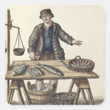 Pescadero, veneciano (manuscrito) calcomania cuadradas
