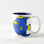 Pescados tropicales azules hermosos del loro tazas de café