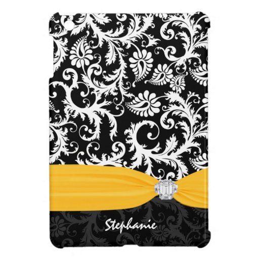 Pesonalized Rhinestone Damask-choose color iPad Mini Cover