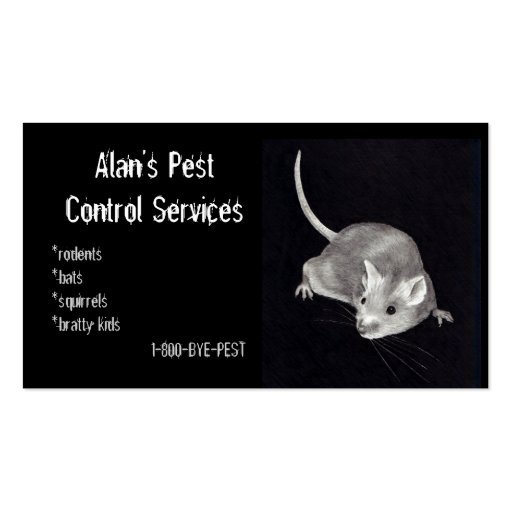 PEST CONTROL: MOUSE IN PENCIL: BUSINESS BUSINESS CARD TEMPLATE (front side)