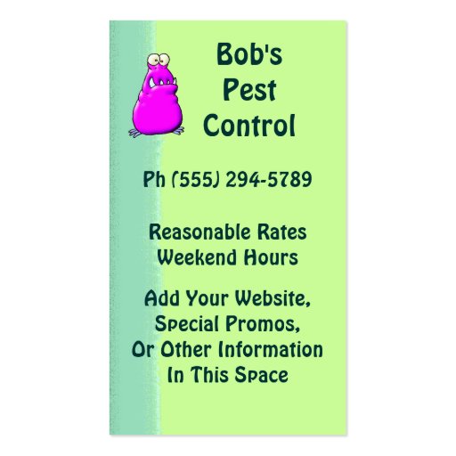 Pest Control Service Business Card (back side)