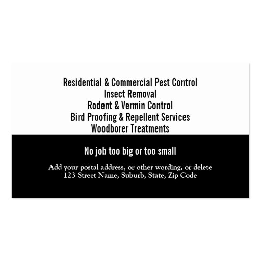 Pest Vermin Control Personalize Business Cards (back side)