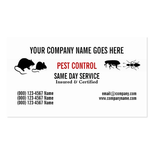 Pest Vermin Control Personalize Business Cards