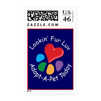 Pet Adoption_Heart-Paw_Lookin Fur Luv postage stamp