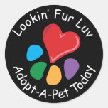 Pet Adoption_Heart-Paw_Lookin' Fur Luv Round Stickers