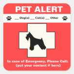 Pet Alert Emergency Square Stickers