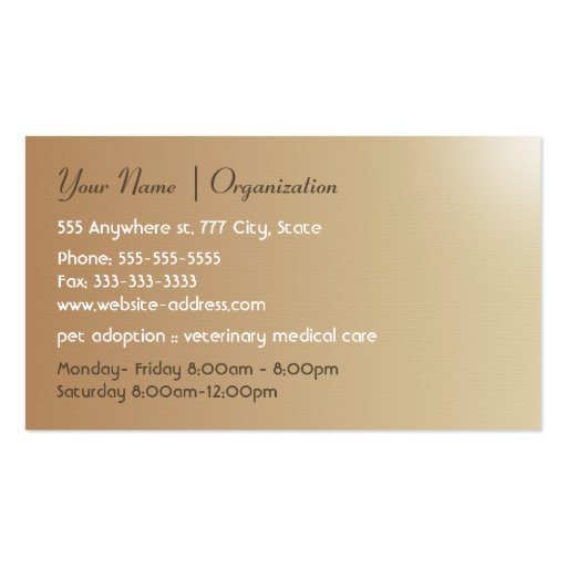 Pet Care and Adoption Business Card (back side)