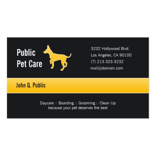 Pet Care Business Card (front side)
