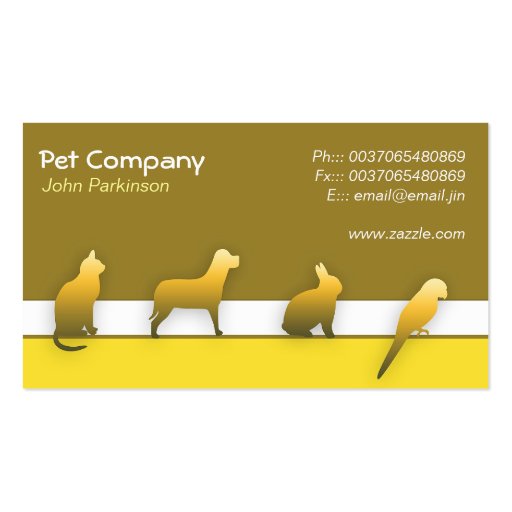 Pet Care business card (front side)