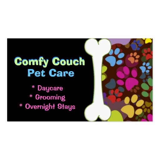 Pet Care Business Card Paw Prints (front side)
