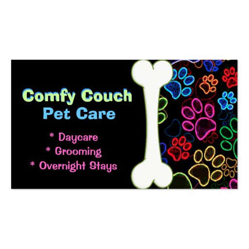 Pet Care Business Card Paw Prints Black