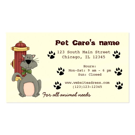 Pet Care Business Card Template (front side)