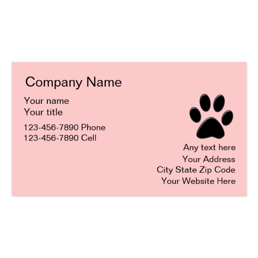 Pet Care Business Cards (back side)