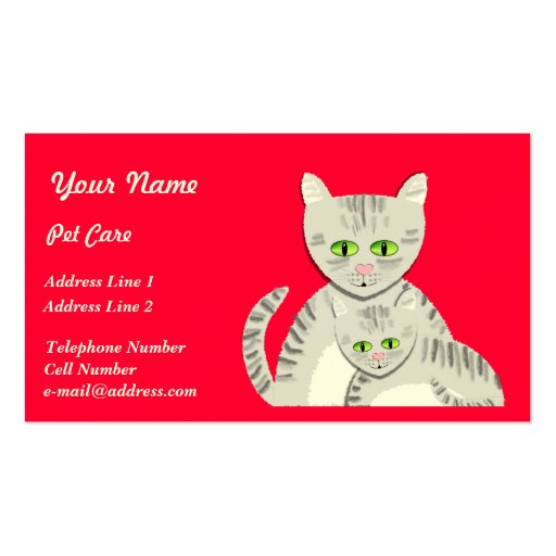 Pet Care Cats Business Card Templates (front side)
