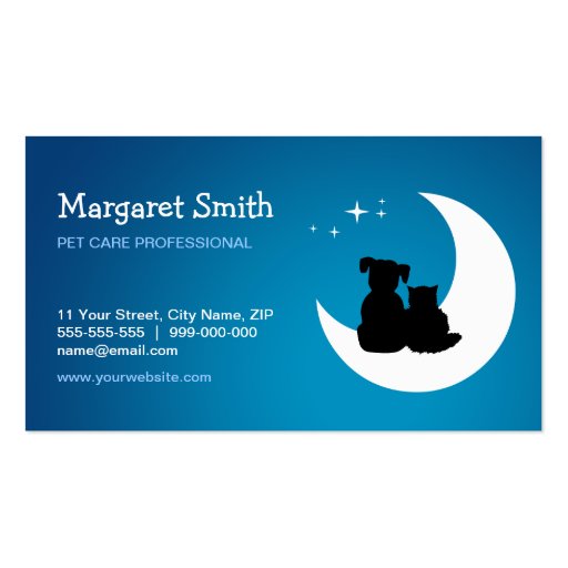 Pet Care / Pet Sitter business card (front side)