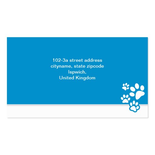 Pet care Pet veterinary or grooming business card (back side)
