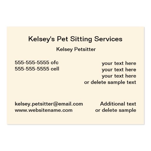 Pet Care Services Business Card Templates (back side)