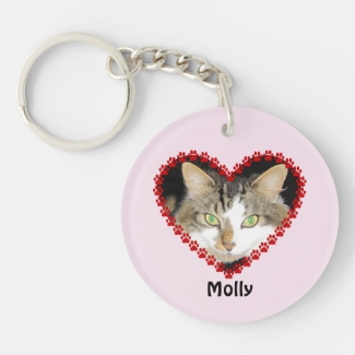 Pet custom name paw prints pink