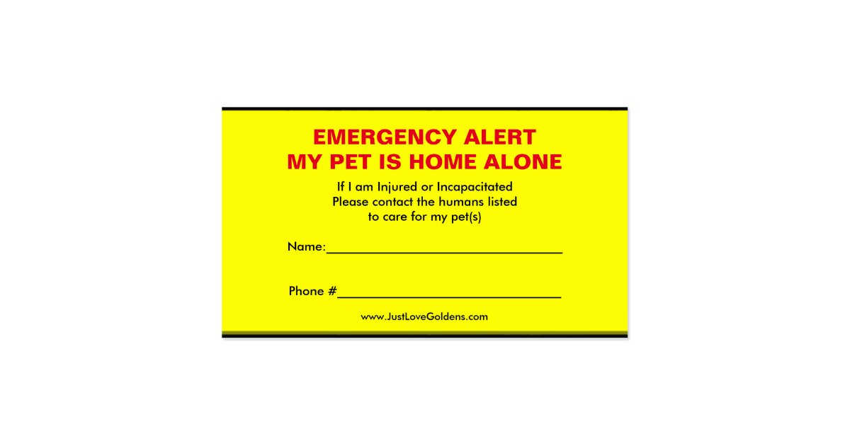 Pet Emergency Alert Home Alone Cards | Zazzle