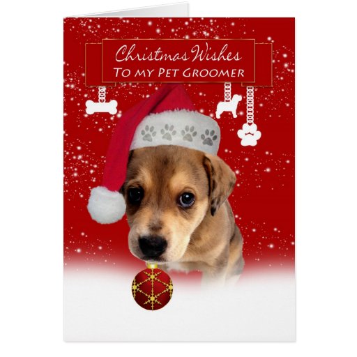 pet groomer christmas wishes greeting card with cu Zazzle