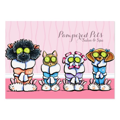 Pet Groomer Spa Dogs Cat Robes Pink Business Card Template (front side)