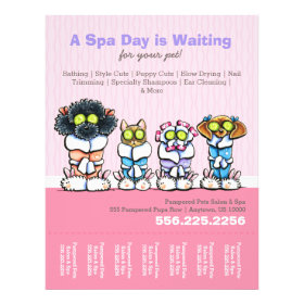 Pet Groomer Spa Dogs Cat Robes Pink Tear Sheet Custom Flyer