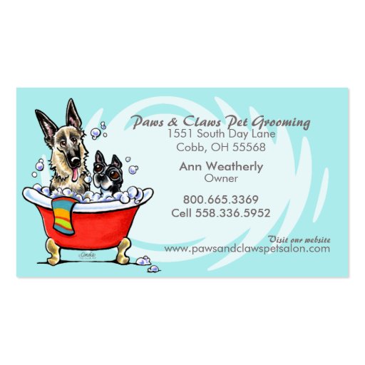 Pet Groomer Spa Wet Dogs Carribean Appointment Business Card Templates