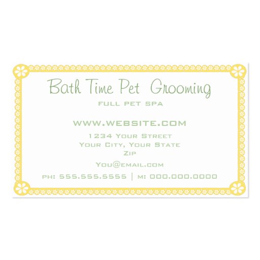Pet Grooming Business Card (back side)