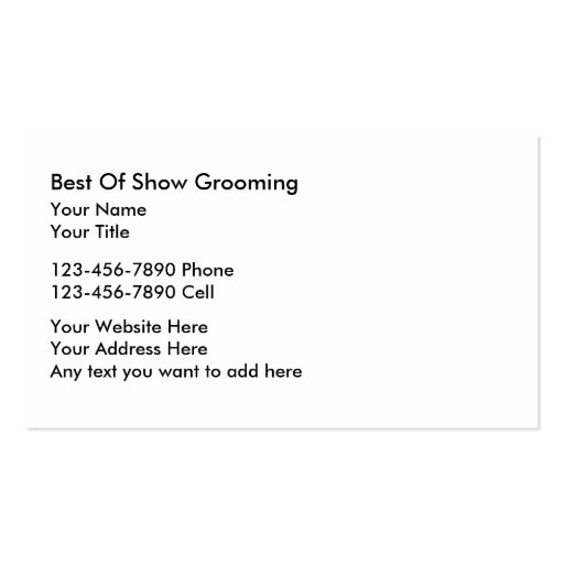 Pet Grooming Business Cards (back side)