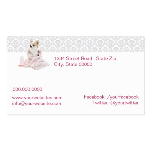 Pet Grooming Business Hall card Business Card Template (back side)