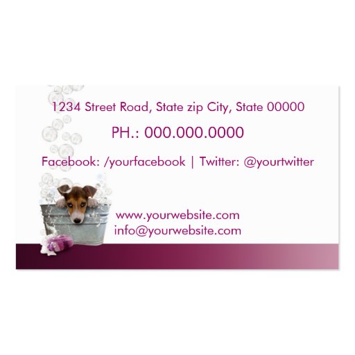 Pet Grooming Business Hall card Business Cards (back side)
