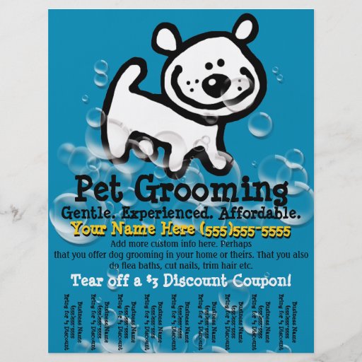Pet Grooming. Customizable Promotional Tear sheet Flyer Zazzle