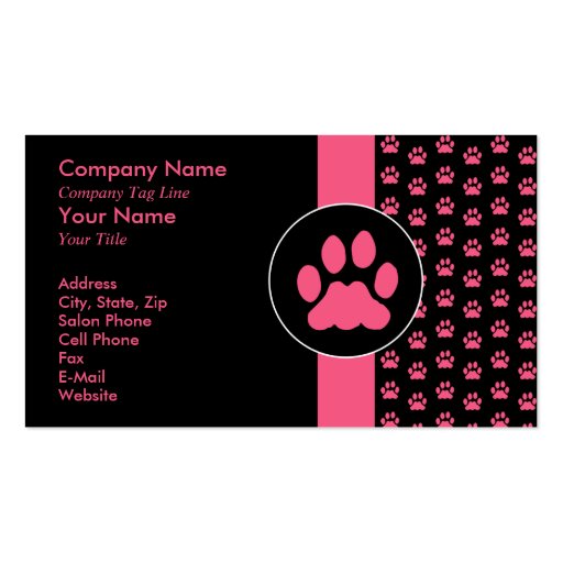 Pet Grooming PawPrint Business Card (front side)