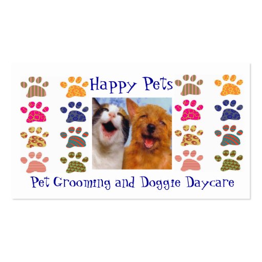 Pet Grooming Pets Sitting Paw Prints Business Card