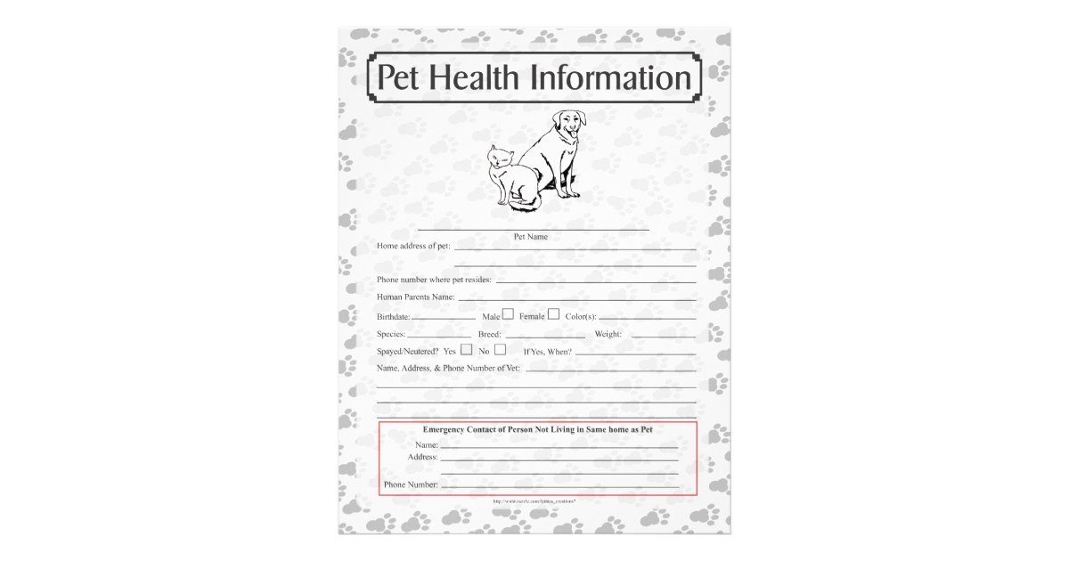 pet information pet health information sheet page 1 letterhead zazzle pet information pet health information sheet page 1 letterhead zazzle