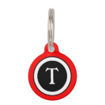 Pet ID Tag - Bright Red, White & Black Monogram