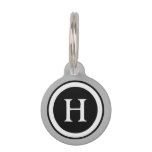 Pet ID Tag - C - Gray & Black Monogram