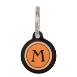Pet ID Tag - Deep Orange & Black with Monogram