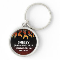 Pet ID Tag - Flames on Black & Maroon Key Chains