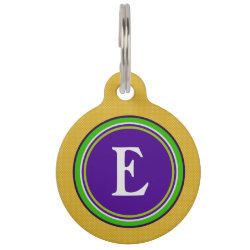 Pet ID Tag - Gold Green & Purple with Monogram - customize with your pet's info