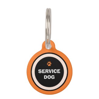 Pet ID Tag - Orange & Black- Service Dog