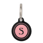 Pet ID Tag - Pink and Black Monogram