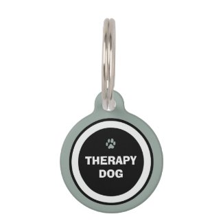 Pet ID Tag - Sage Green & Black- Therapy Dog
