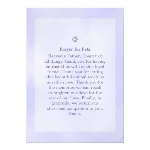 Pet Memorial Card 5x7 - Heavenly Blue Pawprints