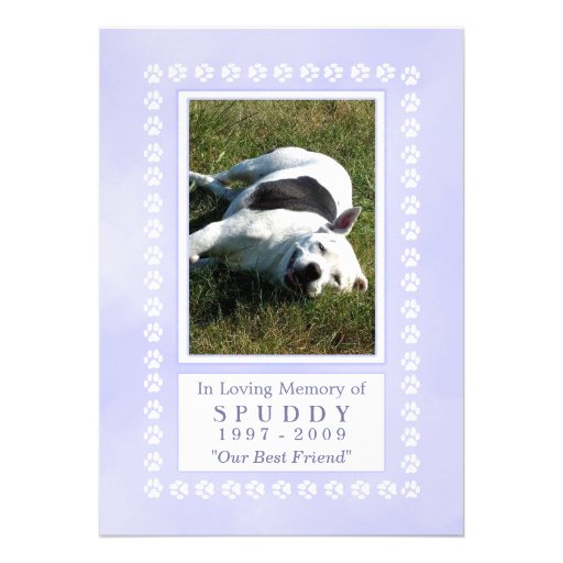 Pet Memorial Card 5x7 - Heavenly Blue Pawprints