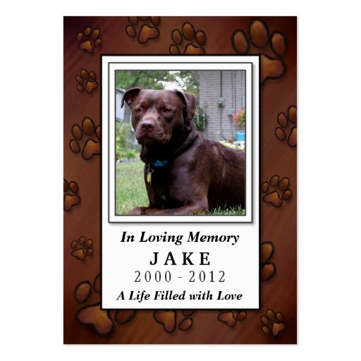 Pet Memorial Card - Chocolate Brown Photo Frame Business Card Template (front side)