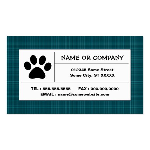 pet paw plaid business card
