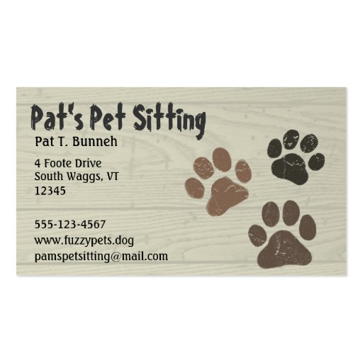 Pet Paws Business Card Templates (front side)