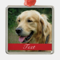 Pet Photo customizable Square Metal Christmas Ornament