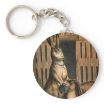 Pet Rabbits and Baby Bunnies Eating Keychain